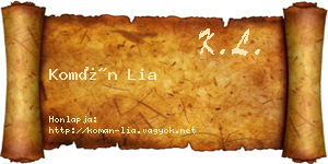 Komán Lia névjegykártya